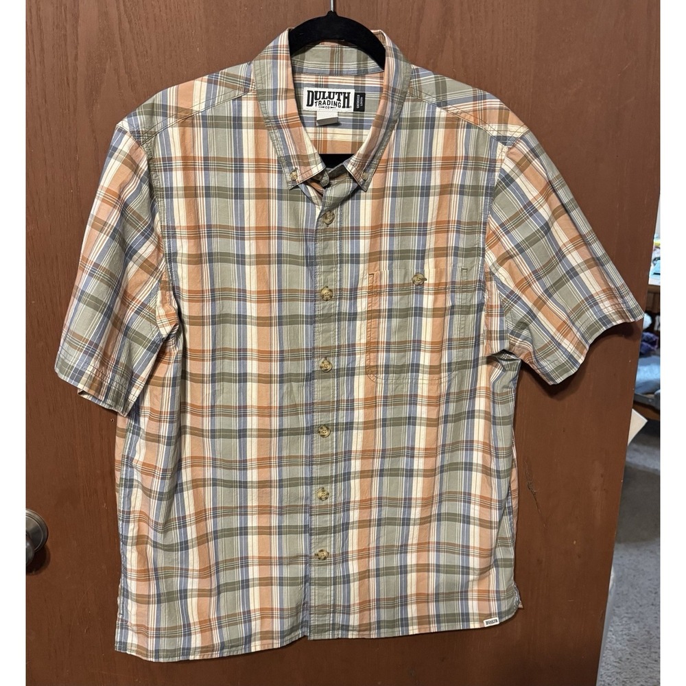 Duluth Trading Untucked Length Slim Fit Large Short Sleeve Plaid Shirt  TubI